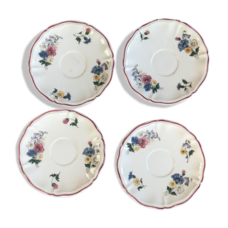 Set of 4 flowered dessert plates Sarreguemines