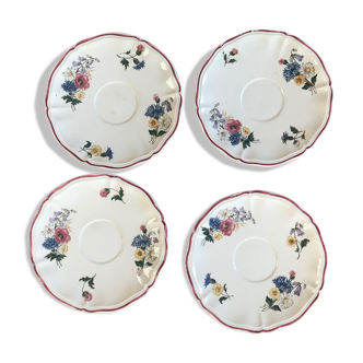 Lot de 4 assiettes à dessert fleuries Sarreguemines