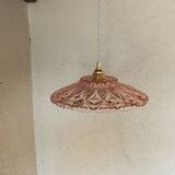 Vintage pink molded glass pendant light
