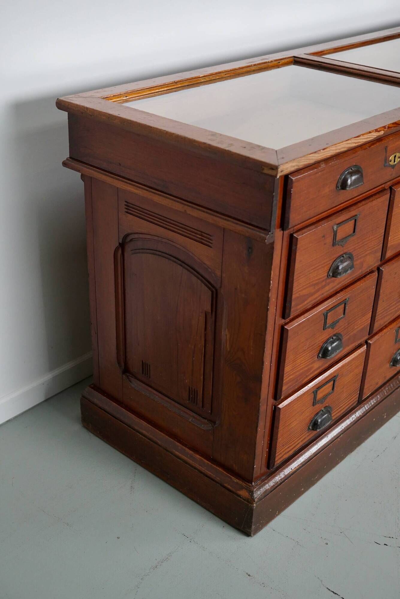 Large Pitch Pine Jewelry Counter/Cabinet, Paris, France, 1930s