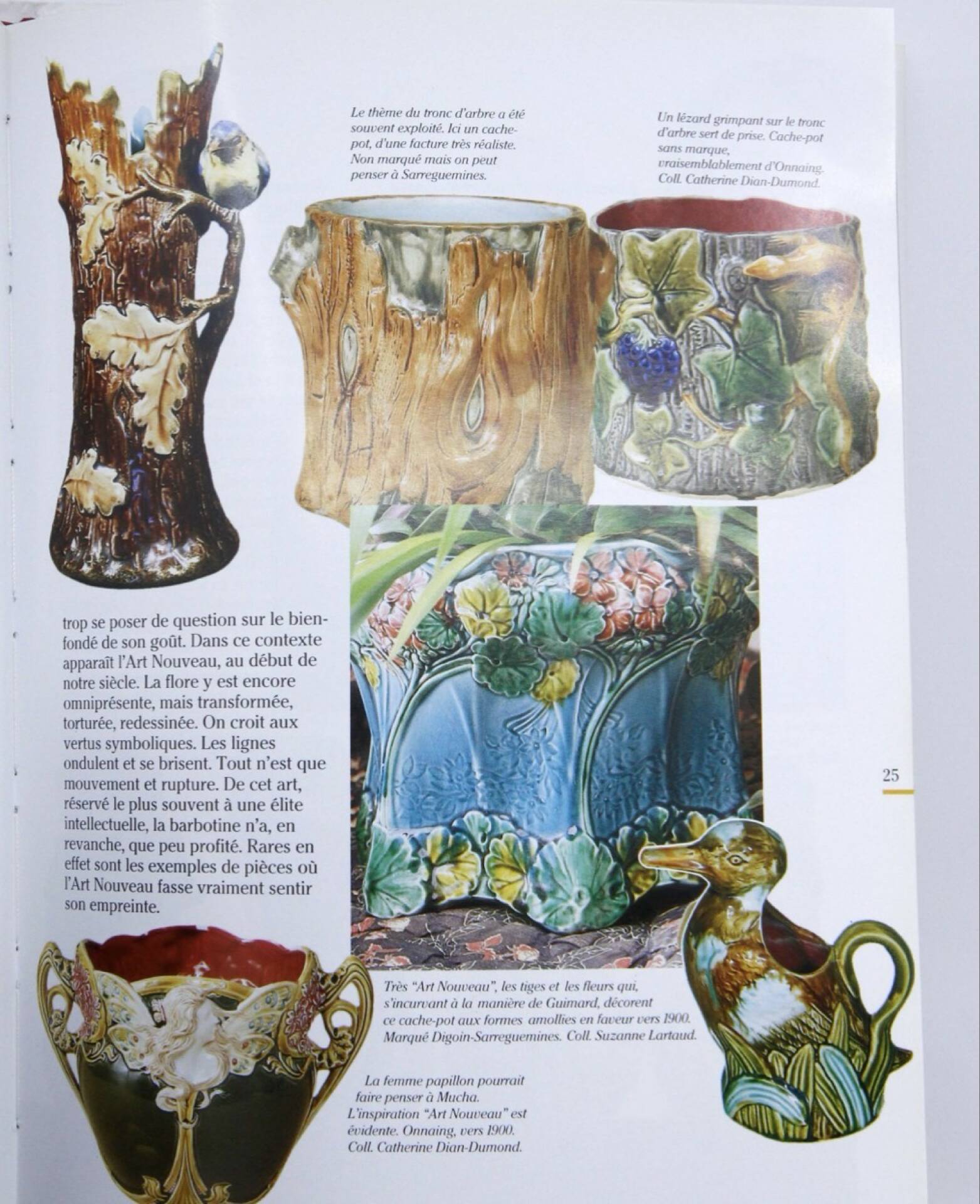 Pair of slipware plant pots in Art Nouveau style
