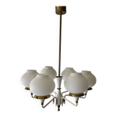 6 suspended glass lamps in white brass by Hans-Agne Jakobsson, 1960s, Sweden