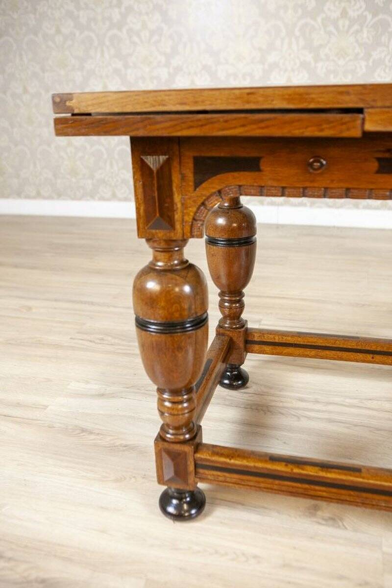 Dutch Extendable Oak Side Table, Late 19th Century