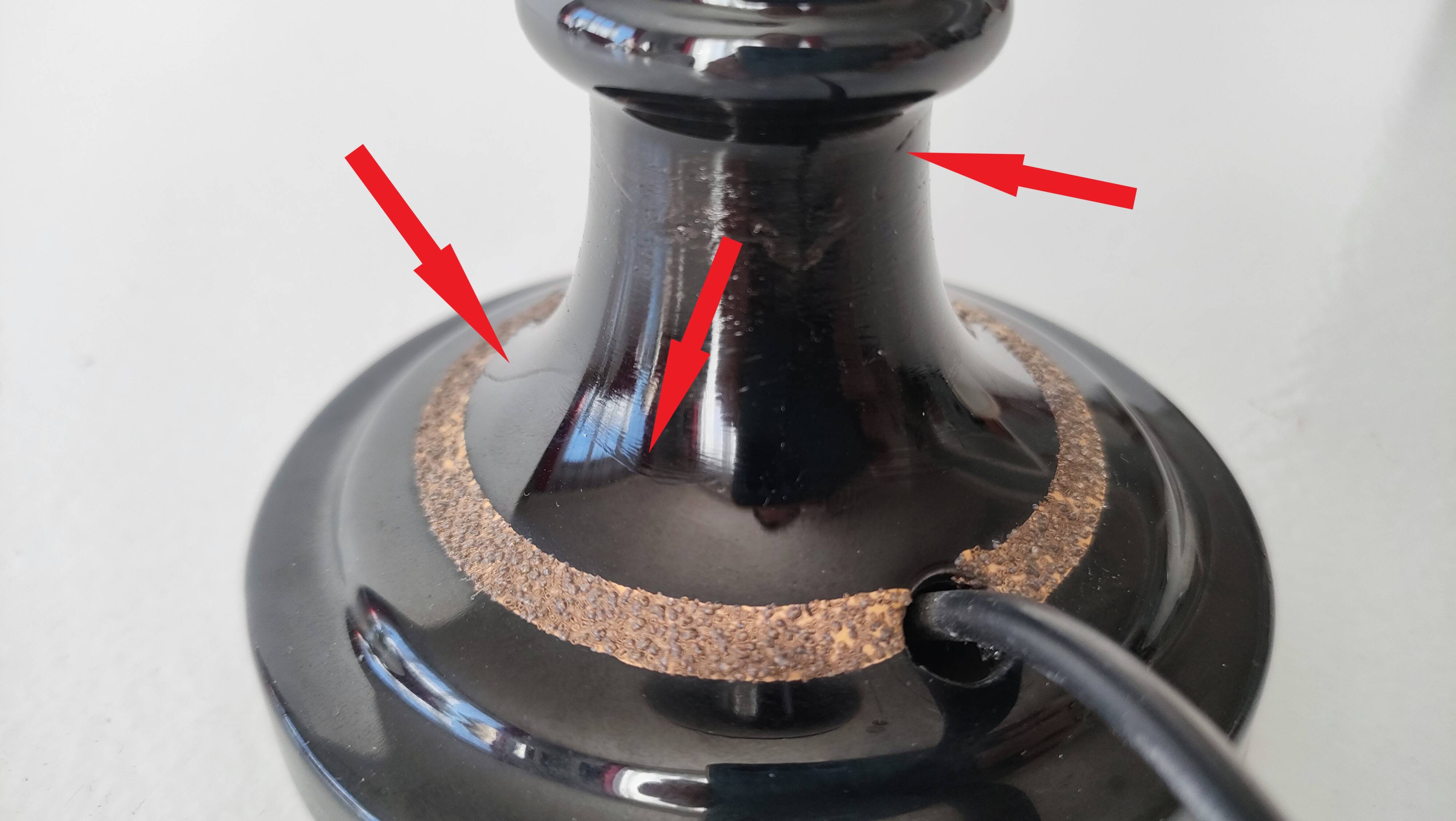 Robert Deschuytener - Baluster lamp - Black and gold ceramic - 1970s