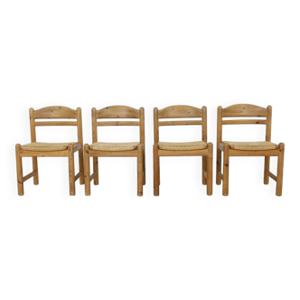 4x Dining Chair in Pinewood and Rattan by Lindebjerg Denmark
