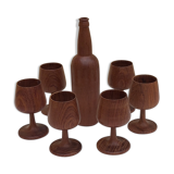 Scandinavian bottle and teak glass service