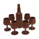 Scandinavian bottle and teak glass service