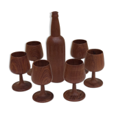 Scandinavian bottle and teak glass service