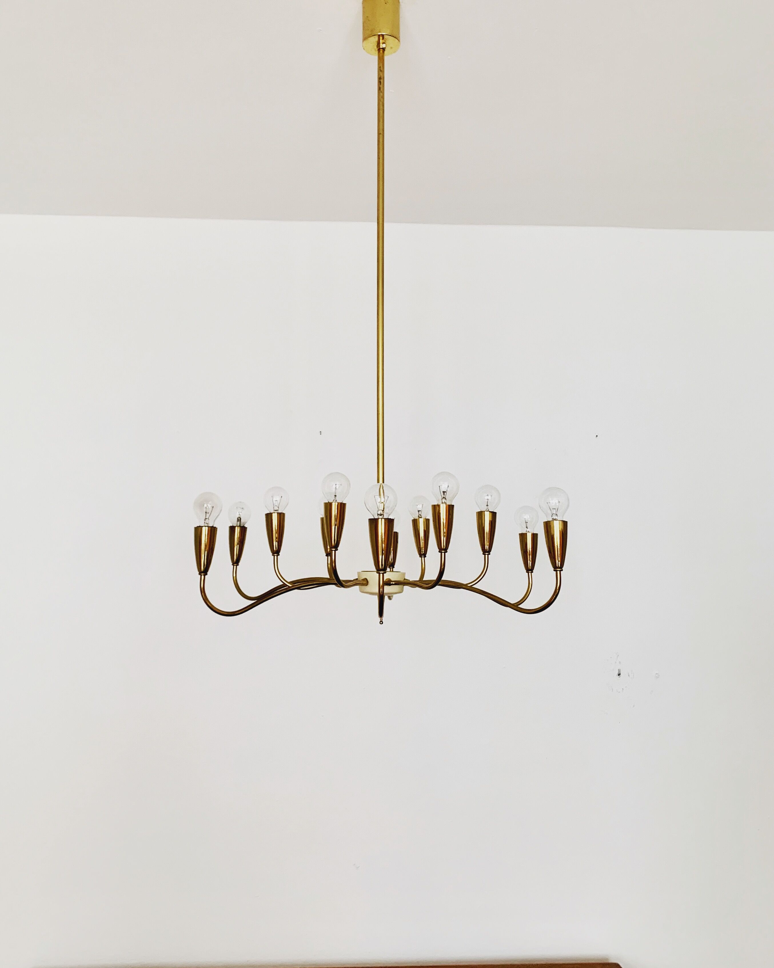 Italian mid century modern brass Sputnik chandelier