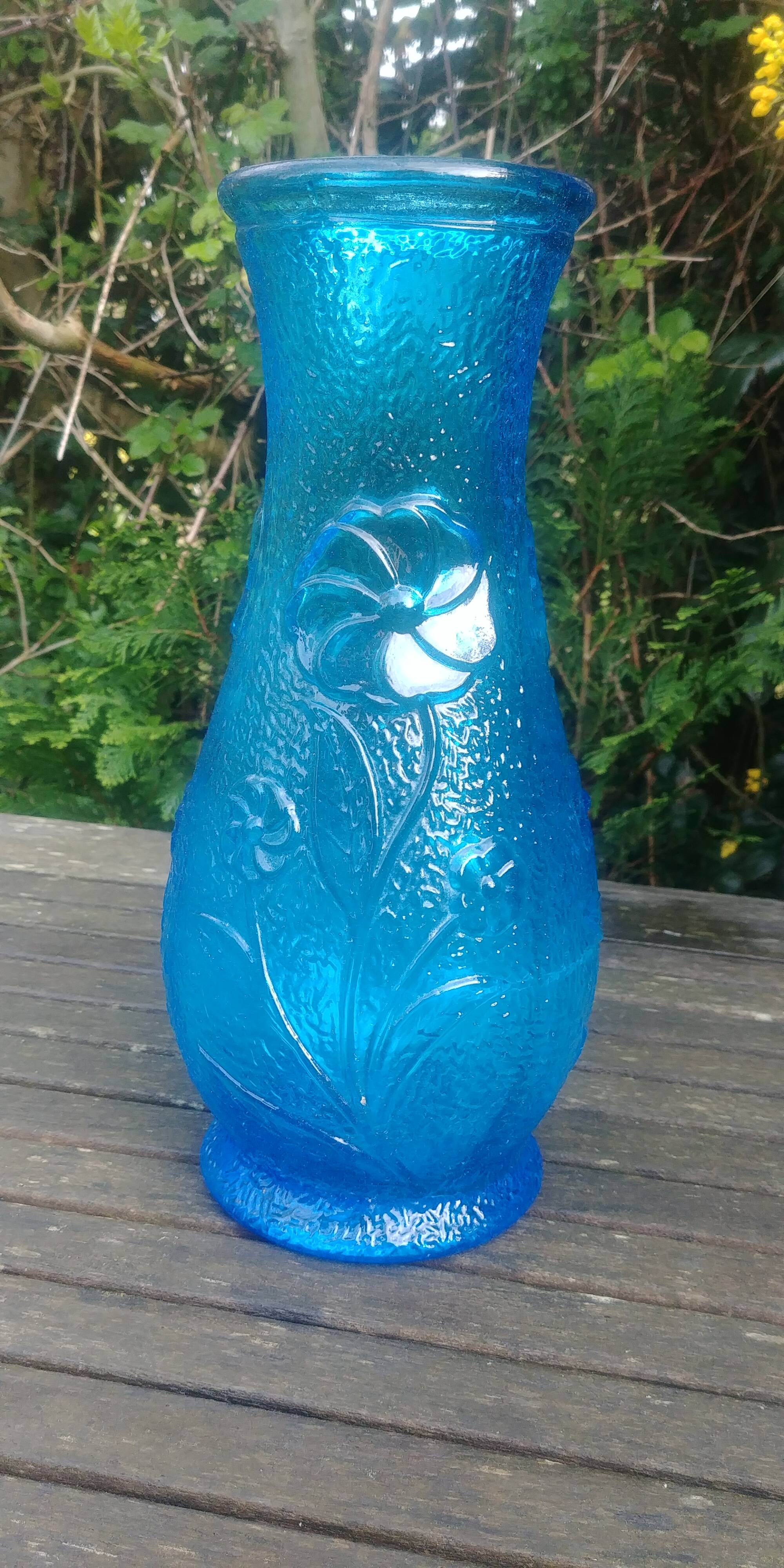 Blue glass vase from vintage Empoli glassware 70s/80s