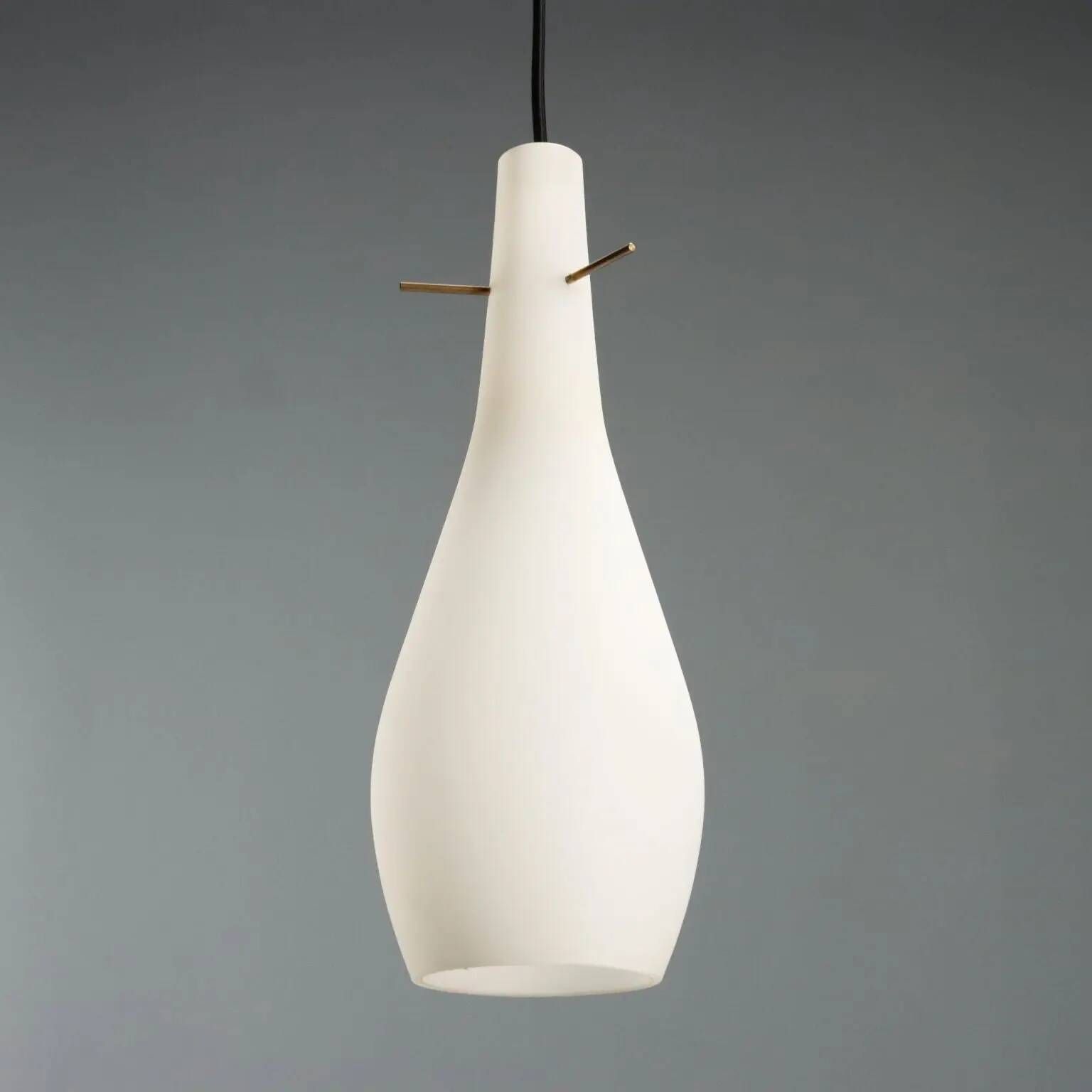 Vintage metal and opaline glass lamps, Italian design, 1960s.