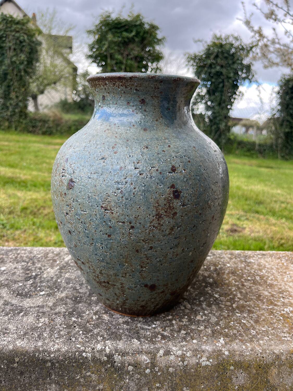 Large stoneware vase signed Alain Blanchard vintage