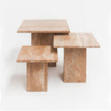 Set of mid century brown marble nesting tables