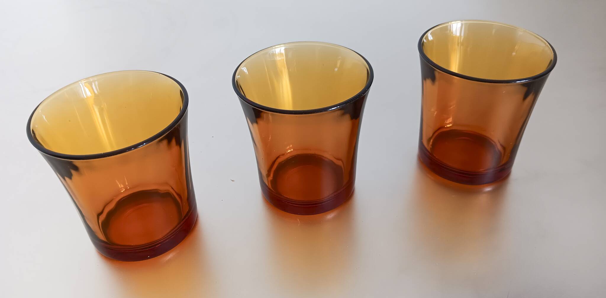 3 vintage amber glasses