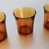 3 vintage amber glasses