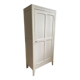 Vintage Parisian wardrobe painted in linen white, one door, three shelves