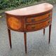 Commode console demi lune vintage bois et marqueterie Louis XVI