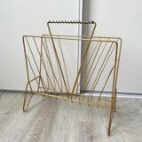 Vintage gold metal magazine rack