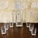 Set, vintage crystal whiskey decanter with 6 glasses, by Luigi Bormioli, circa 70's