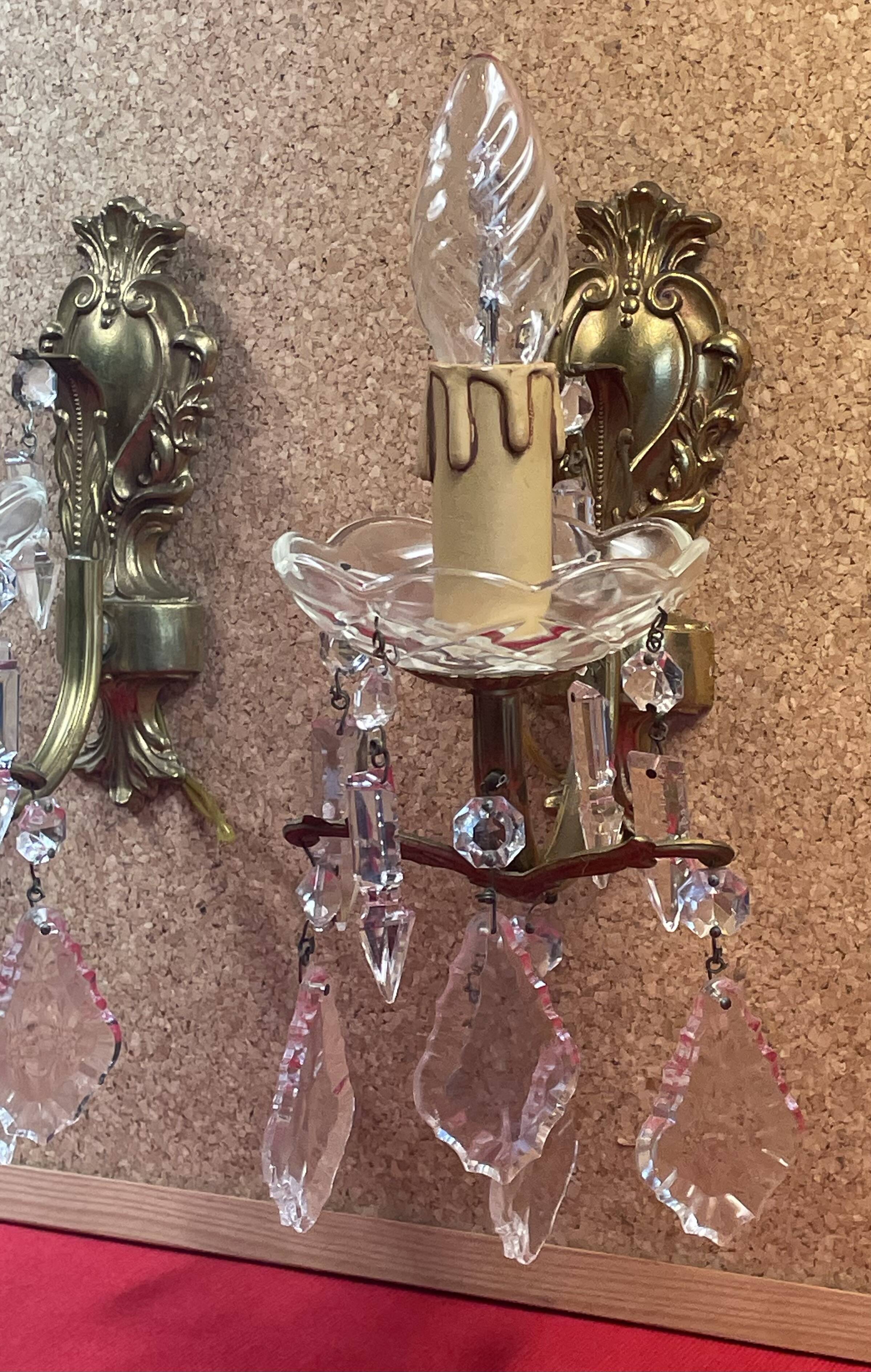 Pair of Baroque Gilt Bronze Sconces with Tassels