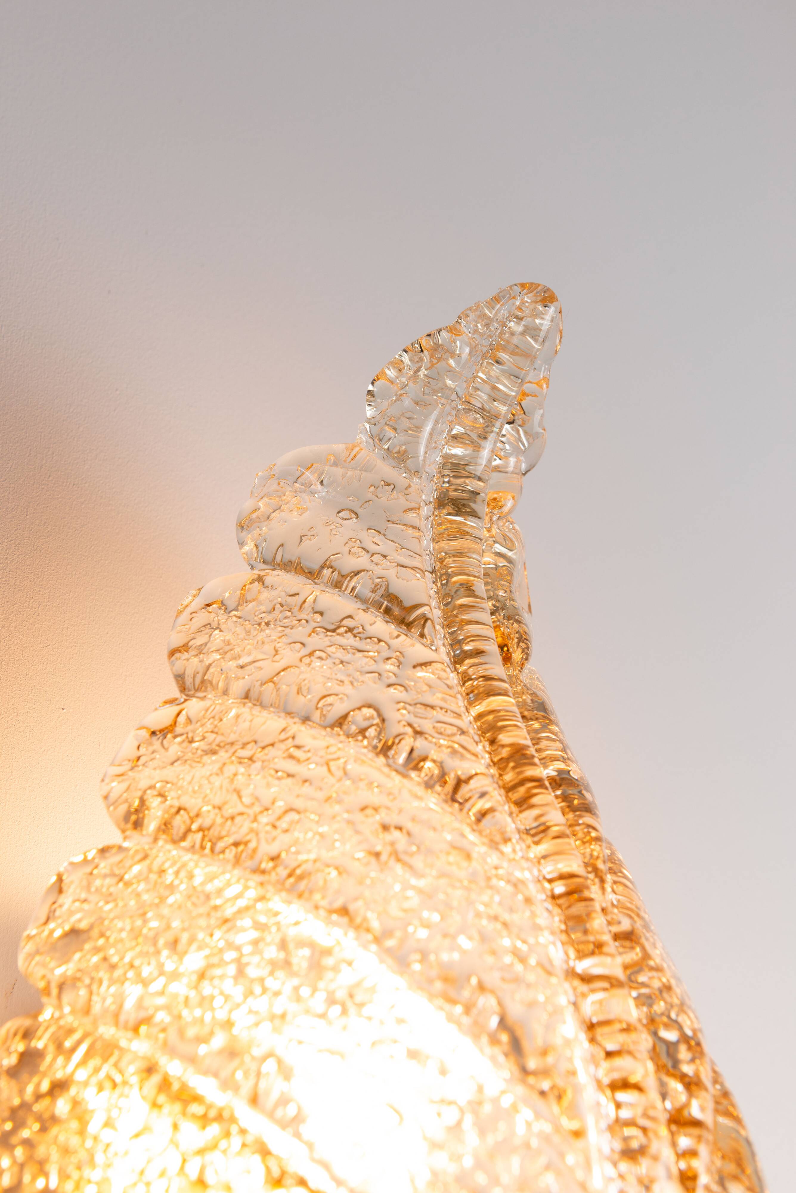 Frosted glass leaf wall lamp by Hillebrand, Germany, 1970s