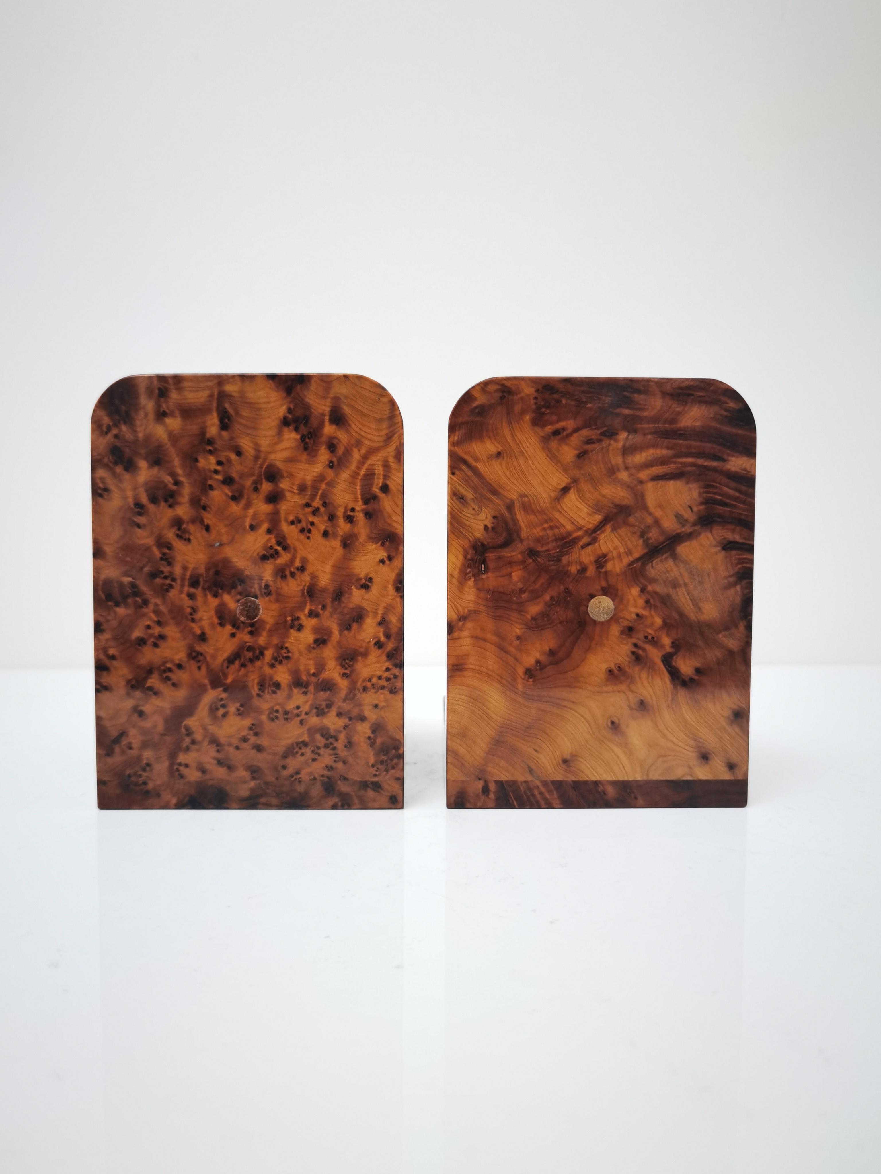 Serre-livres art déco en bois de loupe polie