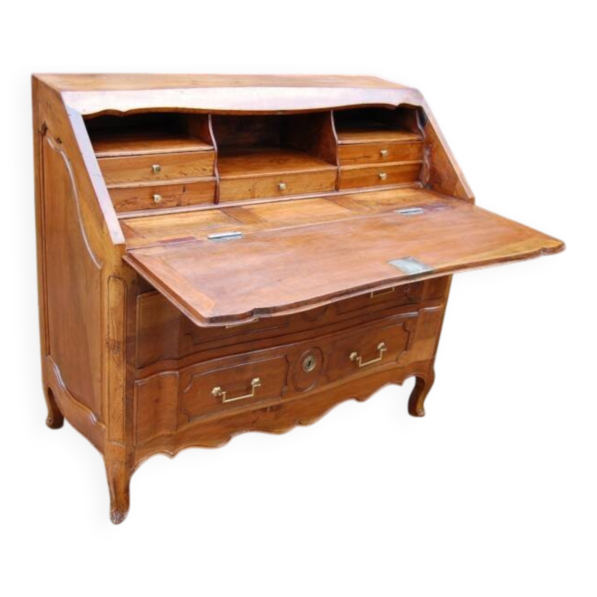 Louis xv period transitional walnut slant-front desk from the louis xvi era, 18th century