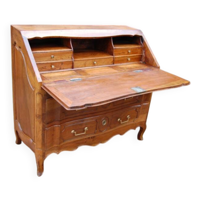 Bureau à pente d époque louis xv transition louis  xvi  en noyer du 18e s