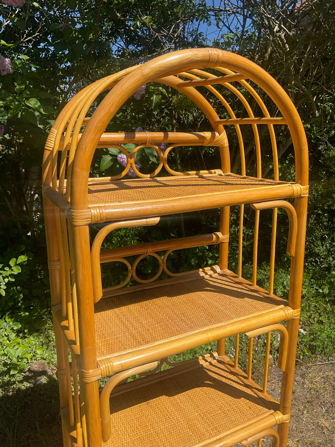 1970s rattan shelf