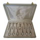 Box of 12 mocha spoons and 1 sugar tongs Ercuis silver metal