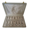 Box of 12 mocha spoons and 1 sugar tongs Ercuis silver metal