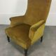 English armchair Napoleon III in mustard yellow velvet