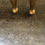 Pair of vintage brass and green marble side tables