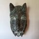 Bronze artisanal African art leopard tribal mask sculpture