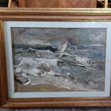 Giuseppe manfredi ( 1934 - 1987) marina peinture huile carton toile 70 x 50