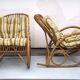 Franco Albini style, pair of rattan and bamboo rocking chairs. Italy 1950s
