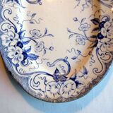 Plat ovale art nouveau 1880 signé Creil Montereau modèle Flora, décor liserons