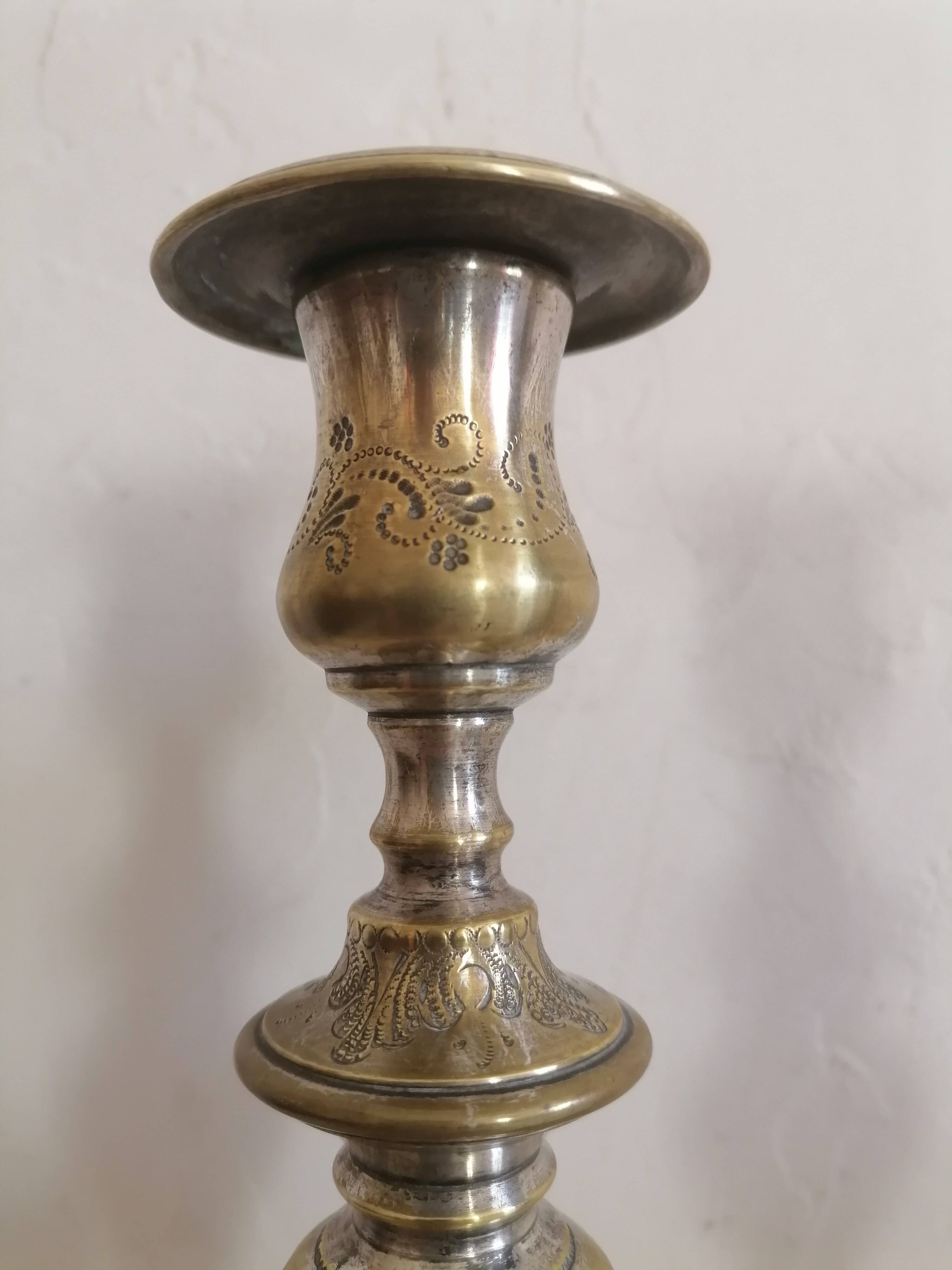 Old pair of Louis Philippe period candlesticks.