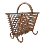 Vintage bamboo & rattan magazine rack 1960
