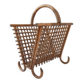 Porte-revues vintage en bambou & rotin 1960