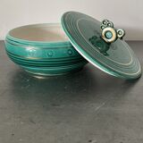 Green cermal pot decorated with bird