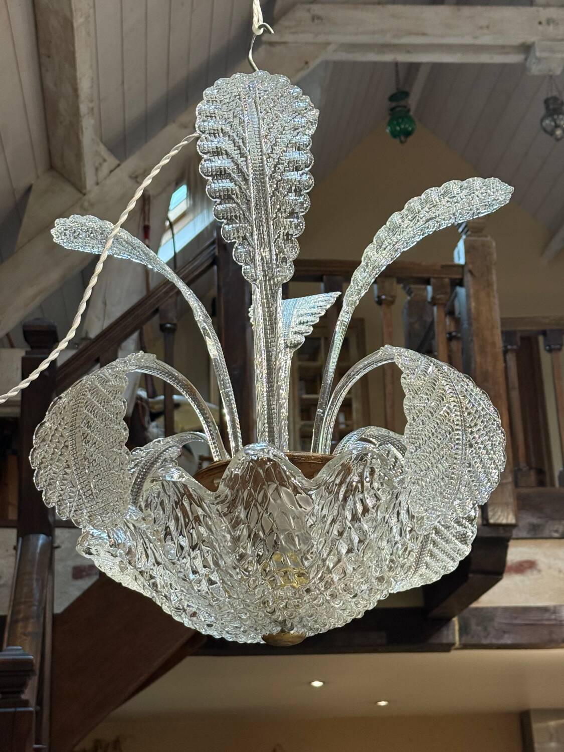 Lustre art déco barovier et toso, en verre de murano, années  1940