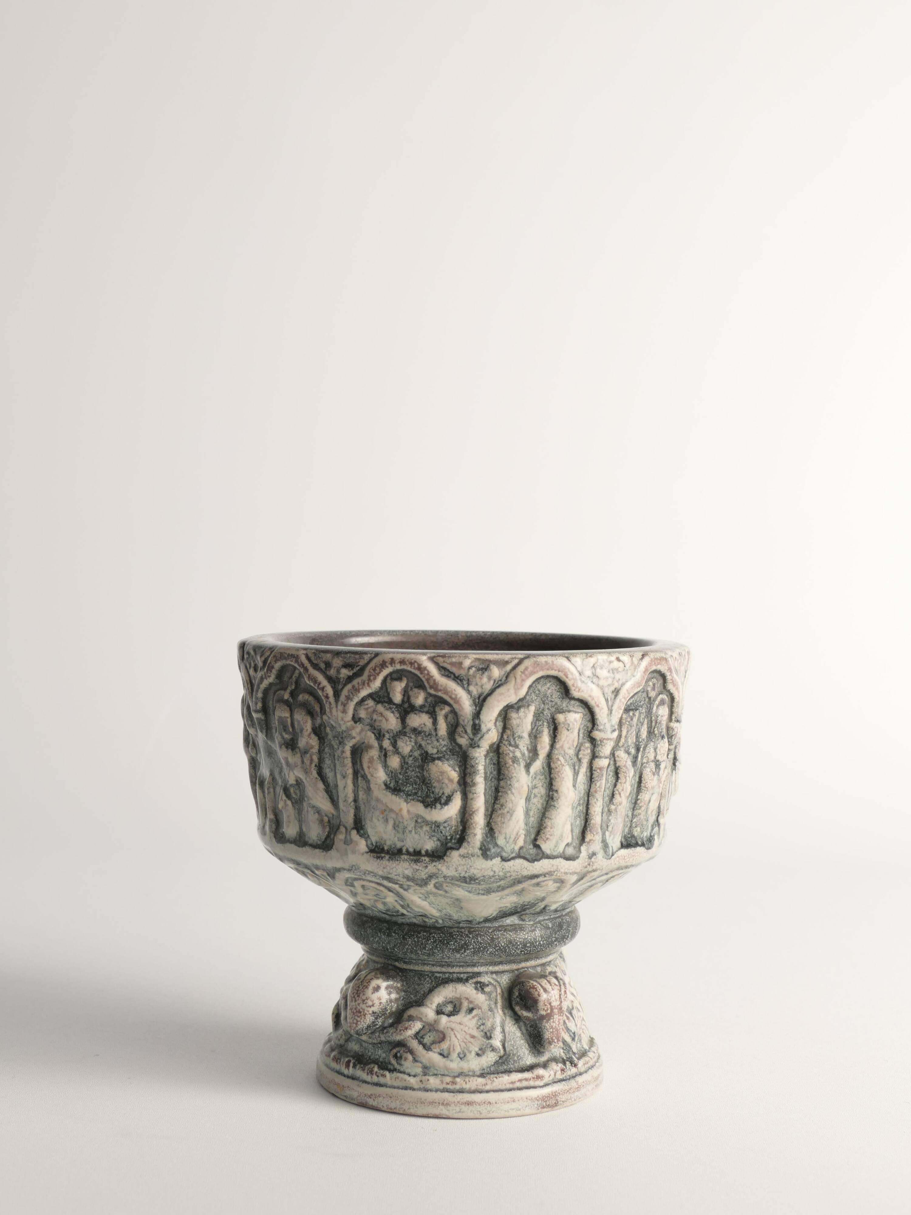 Gothic Ceramic Bowl or Jardiniere by Michael Andersen & Son, 1960s