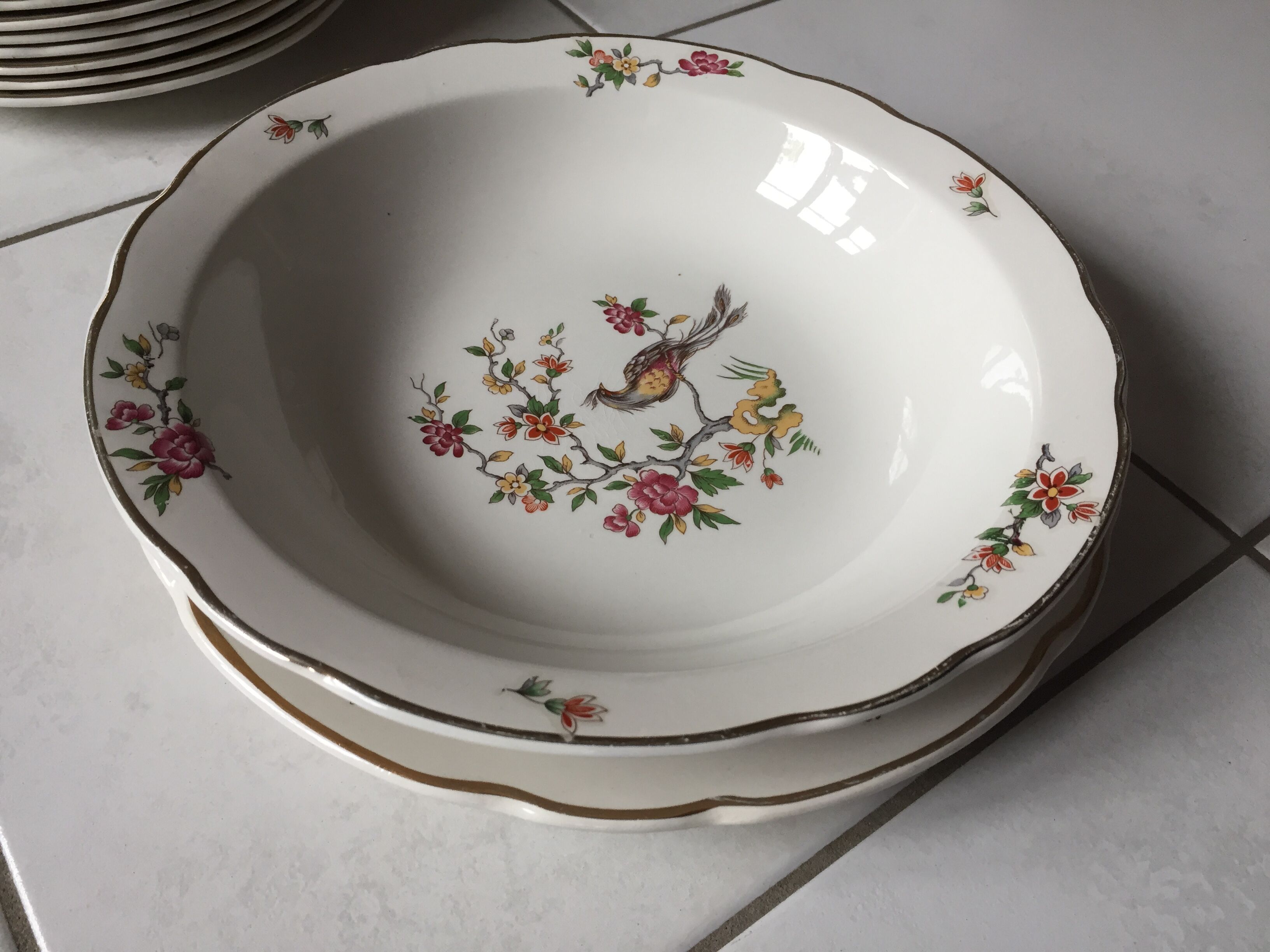 10 plates and 3 vintage dishes Digoin Sarreguemines Condé model