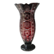 Large vase in hand-cut Bohemian crystal. Deep ruby red. Roemer style. Dim 29 x 14.5 cm