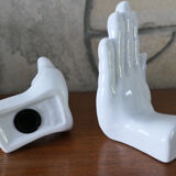 Pair of hands ceramic bookends 1970-80 Netherlands