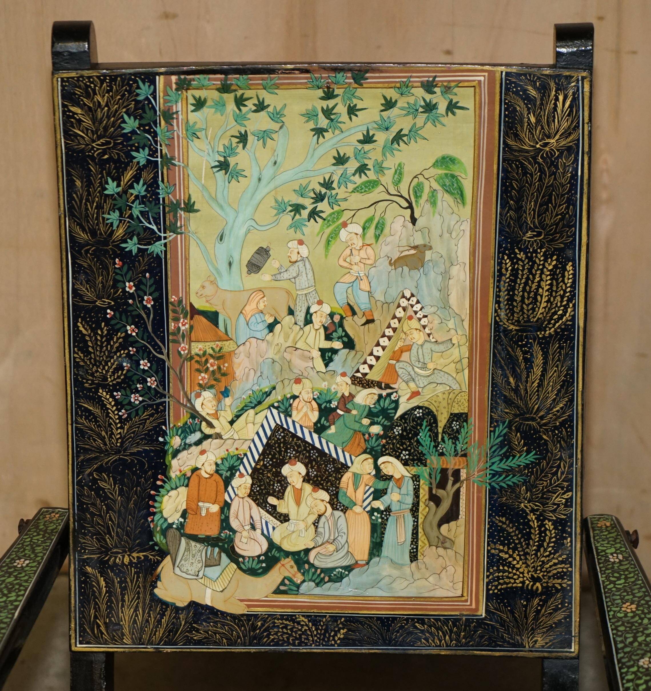 Vintage Anglo-Indian folding chair hand-painted.