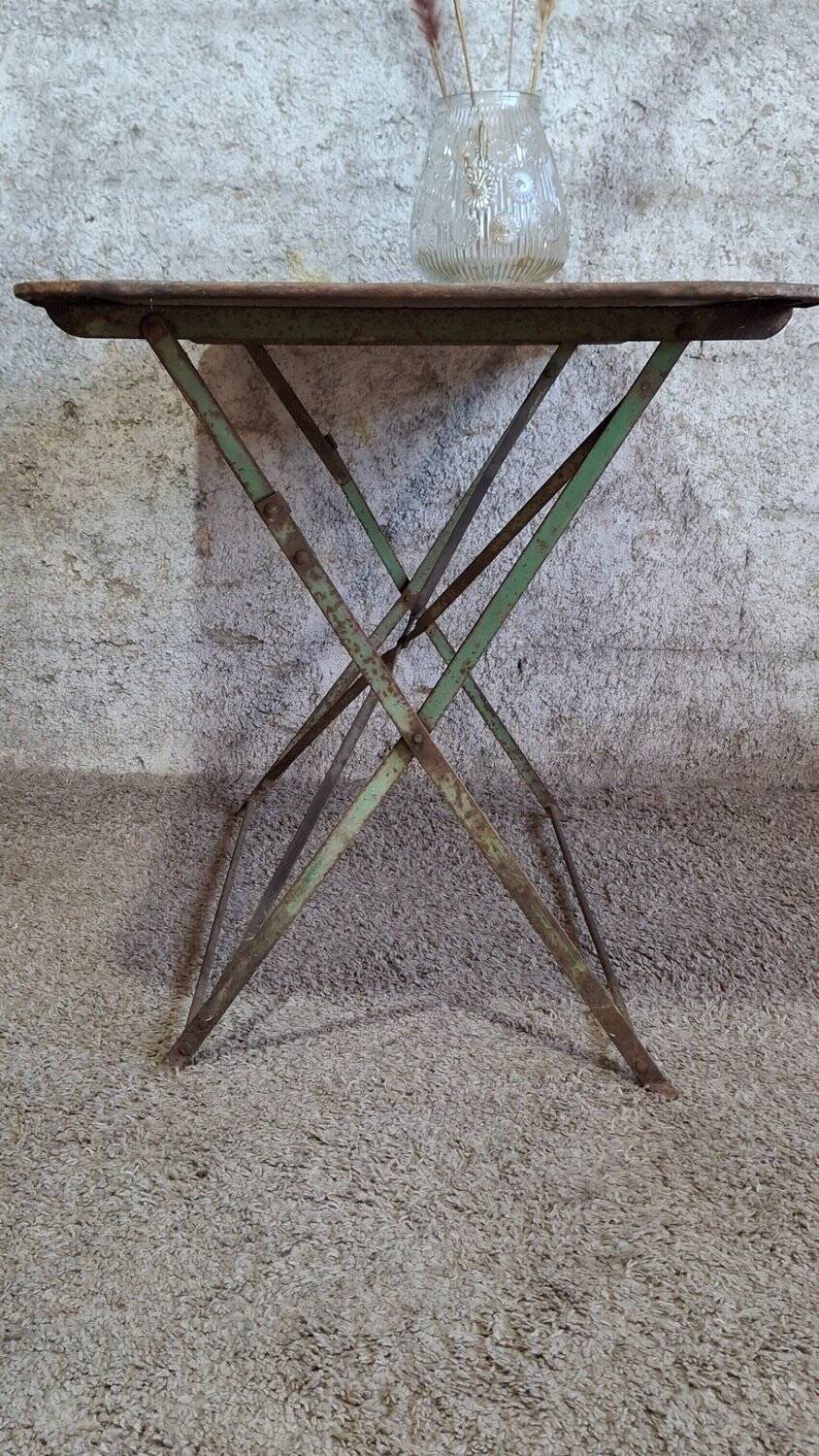 Table de jardin pliante bistrot fer vintage début XXe