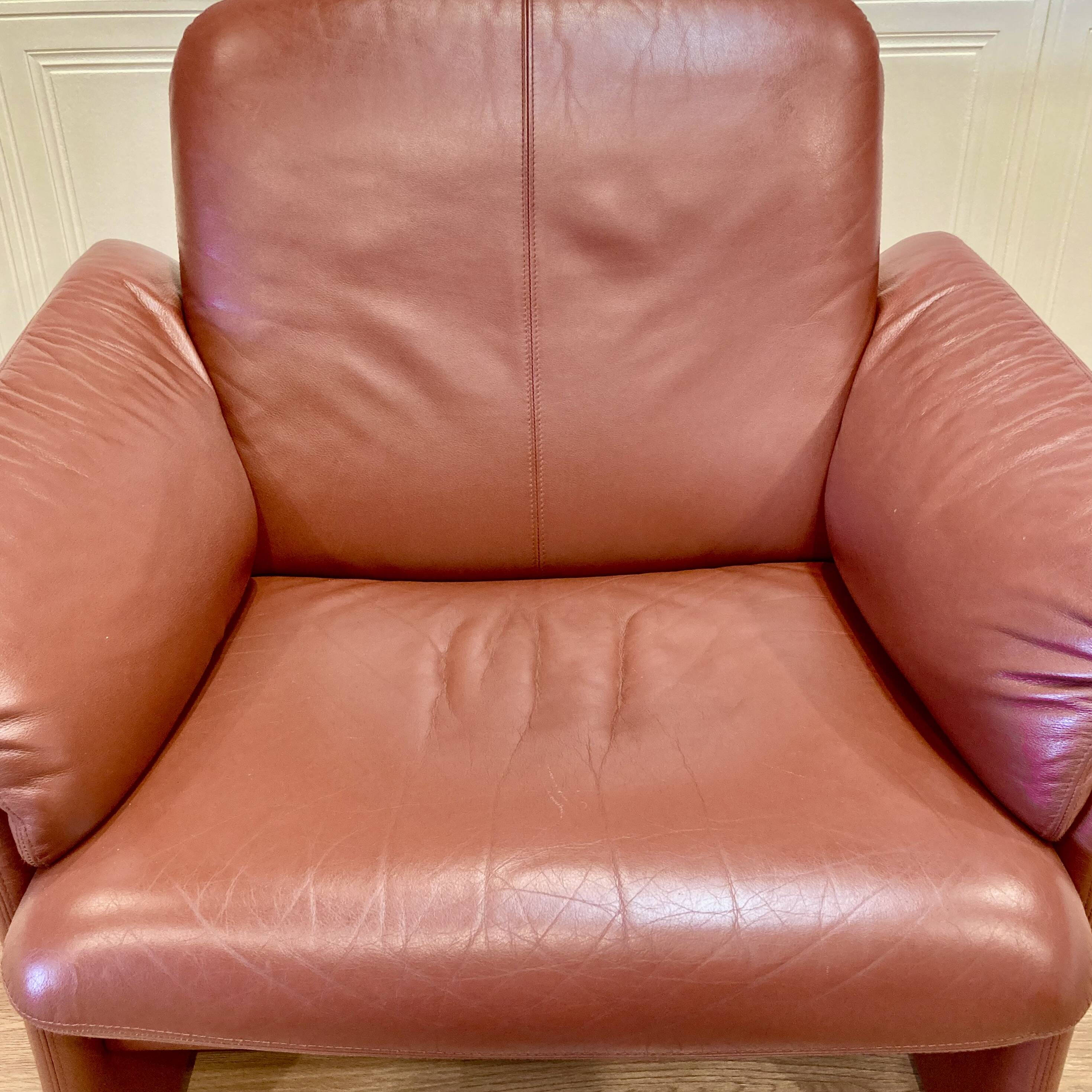 Pair of "Erpo" designer adjustable leather armchairs.