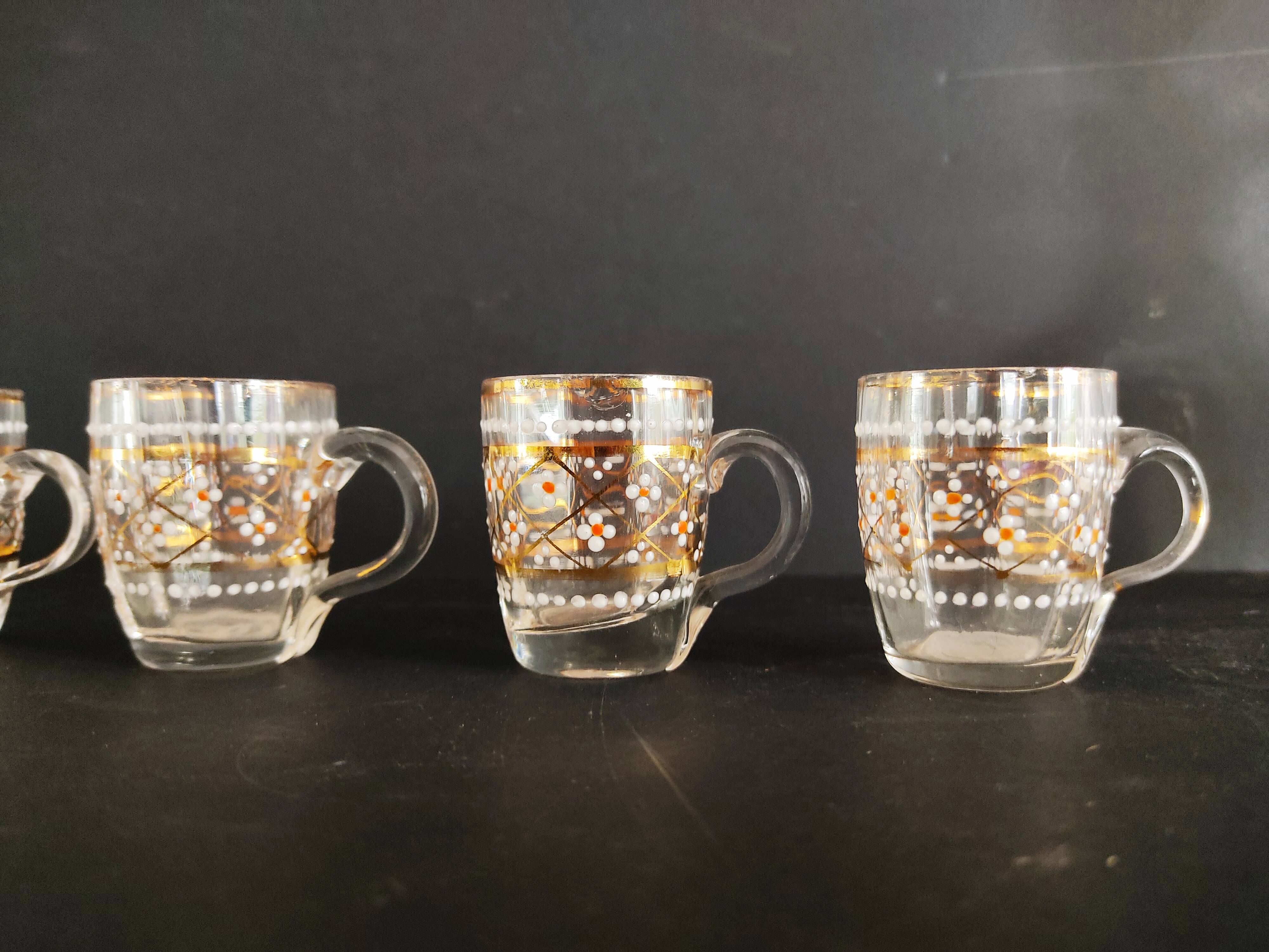 19th carafe liqueur service and 7 glasses